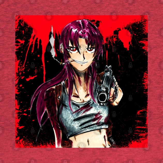 Revy the bounty hunter in black lagoon island by jorge_lebeau